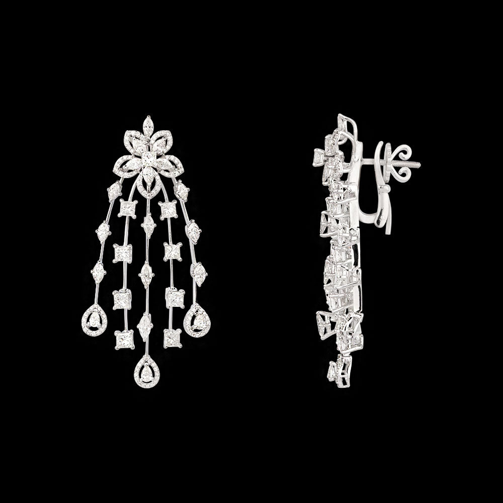 18K White Gold Diamond Earrings - 6.816ct VVS-VS-HI
