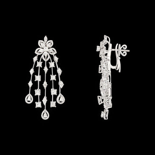 18K White Gold Diamond Earrings - 6.816ct VVS-VS-HI