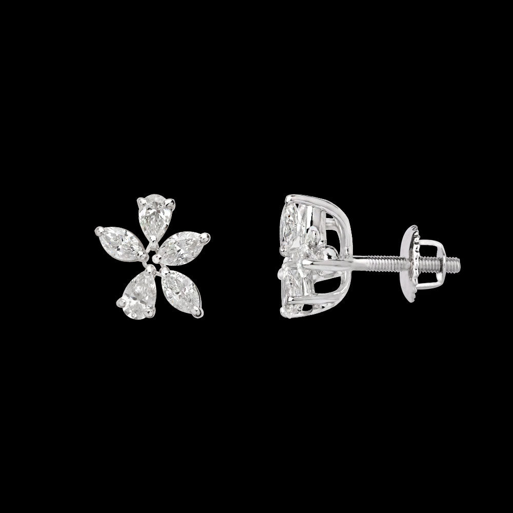 18K White Gold Diamond Earrings - 1.5ct VS-SI-EF