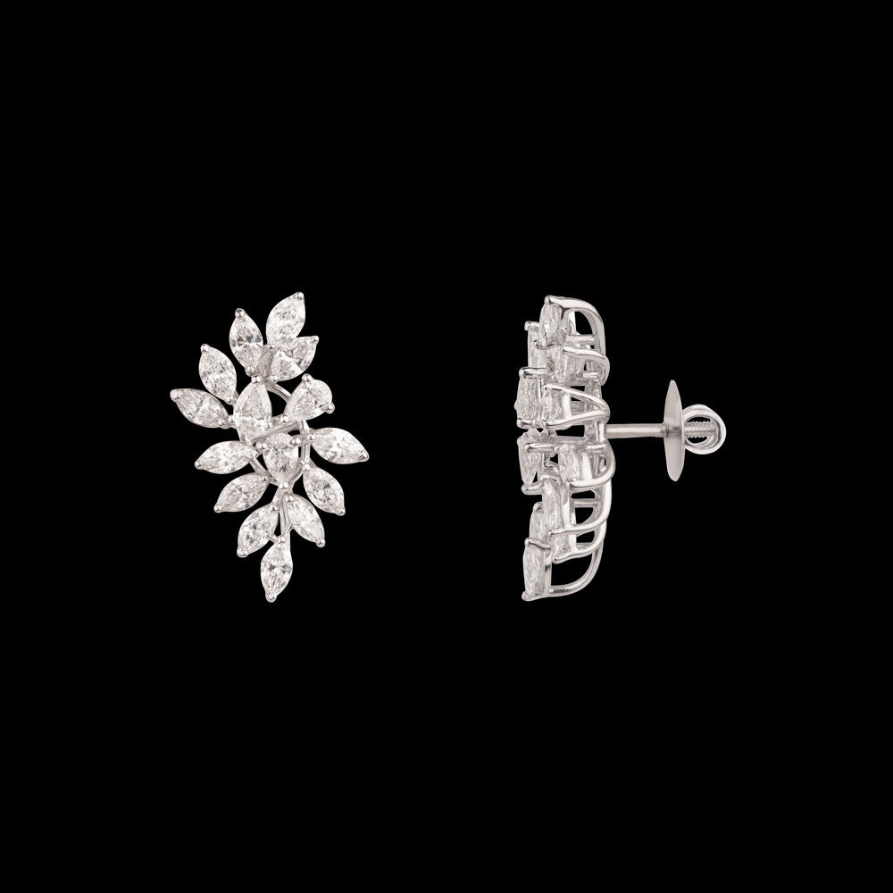 18K White Gold Diamond Earrings - 3.29ct VVS-VS-FG
