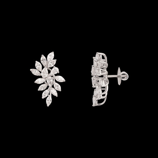 18K White Gold Diamond Earrings - 3.29ct VVS-VS-FG