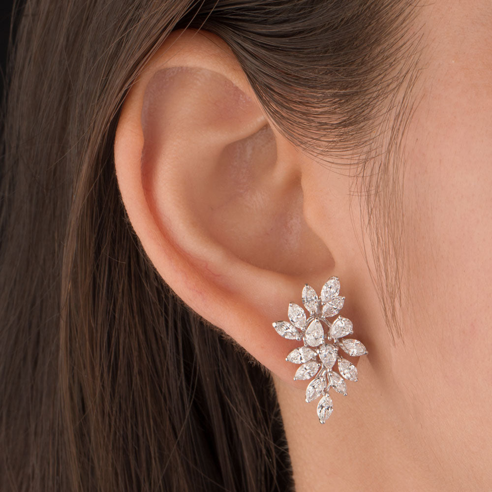 18K White Gold Diamond Earrings - 3.29ct VVS-VS-FG