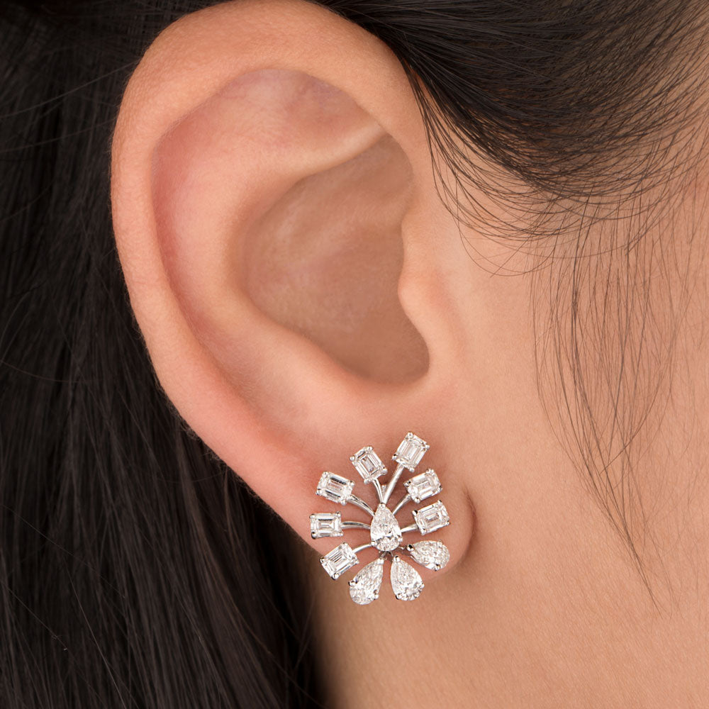 18K White Gold Diamond Earrings - 2.3ct VVS-VS-EF