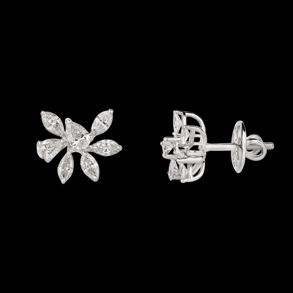 18K White Gold Diamond Earrings - 0.95ct VS-SI-EF