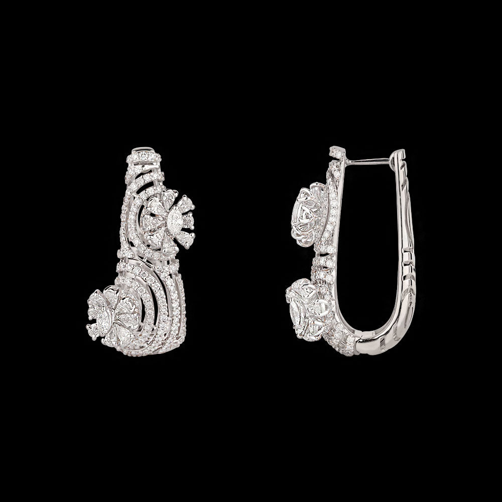 18K White Gold Diamond Earrings - 3.103ct VS-SI-FG