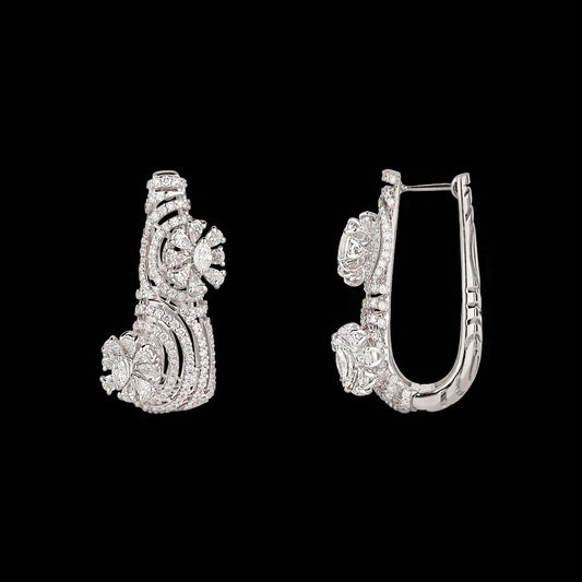 18K White Gold Diamond Earrings - 3.103ct VS-SI-FG
