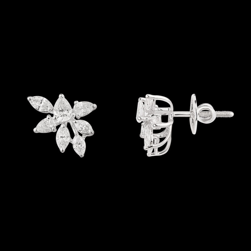 18K White Gold Diamond Earrings - 1.256ct VS-SI-FG