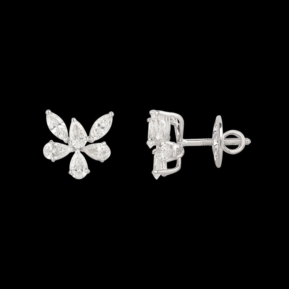 18K White Gold Diamond Earrings - 1.55ct VVS-VS-FG