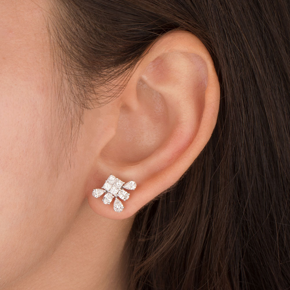 18K White Gold Diamond Earrings - 1.73ct VS-SI-EF