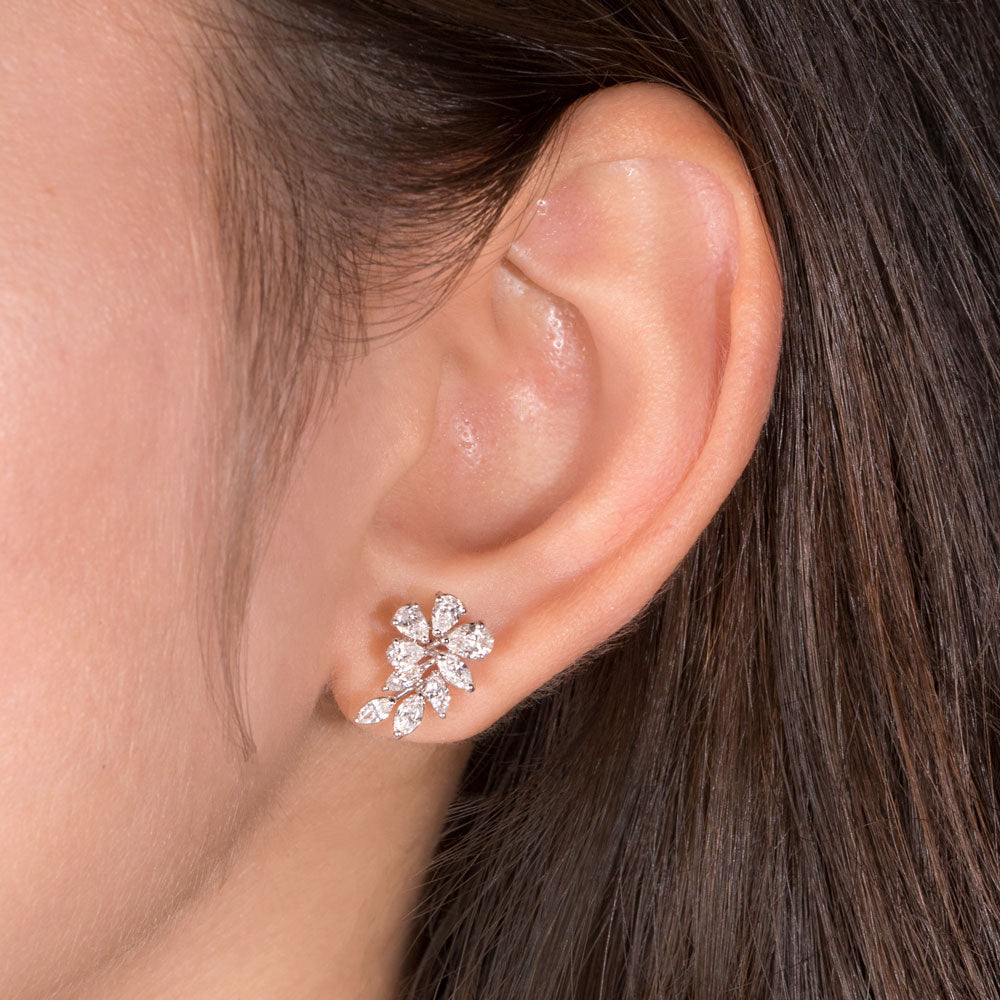 18K White Gold Diamond Earrings - 1.357ct VS-SI-FG