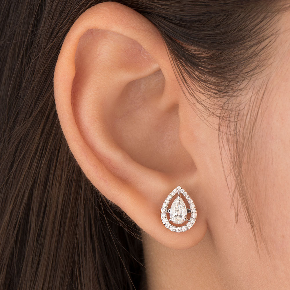 18K White Gold Diamond Earrings - 1.25ct VVS-VS-HIJ
