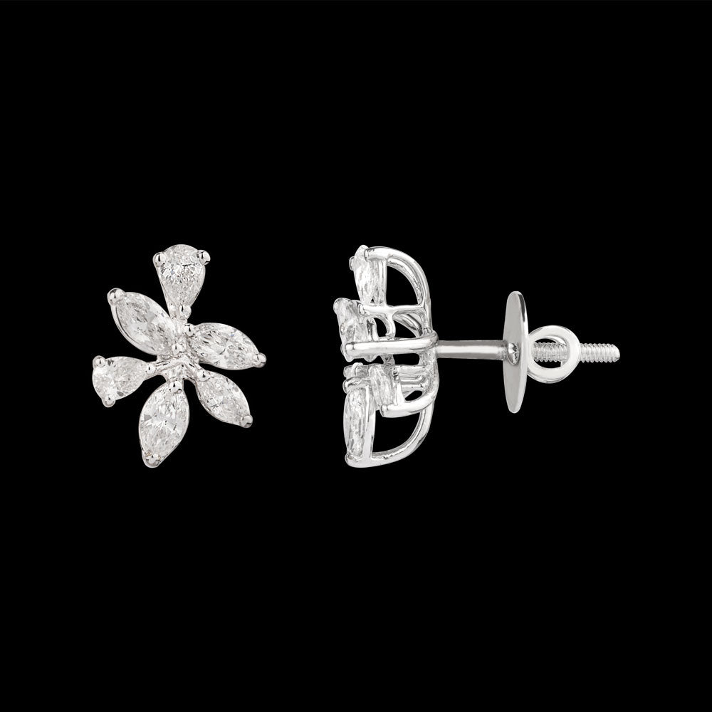 18K White Gold Diamond Earrings - 1.213ct VS-SI-FG