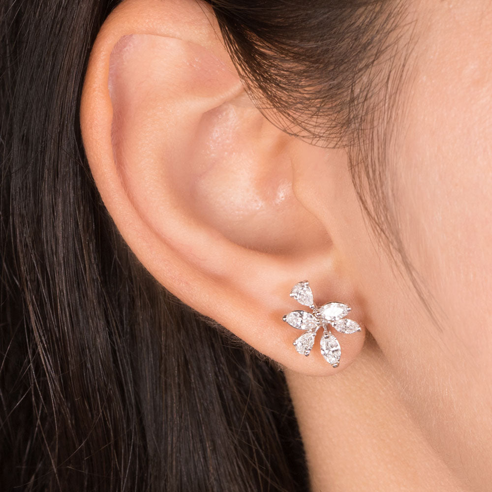 18K White Gold Diamond Earrings - 1.213ct VS-SI-FG