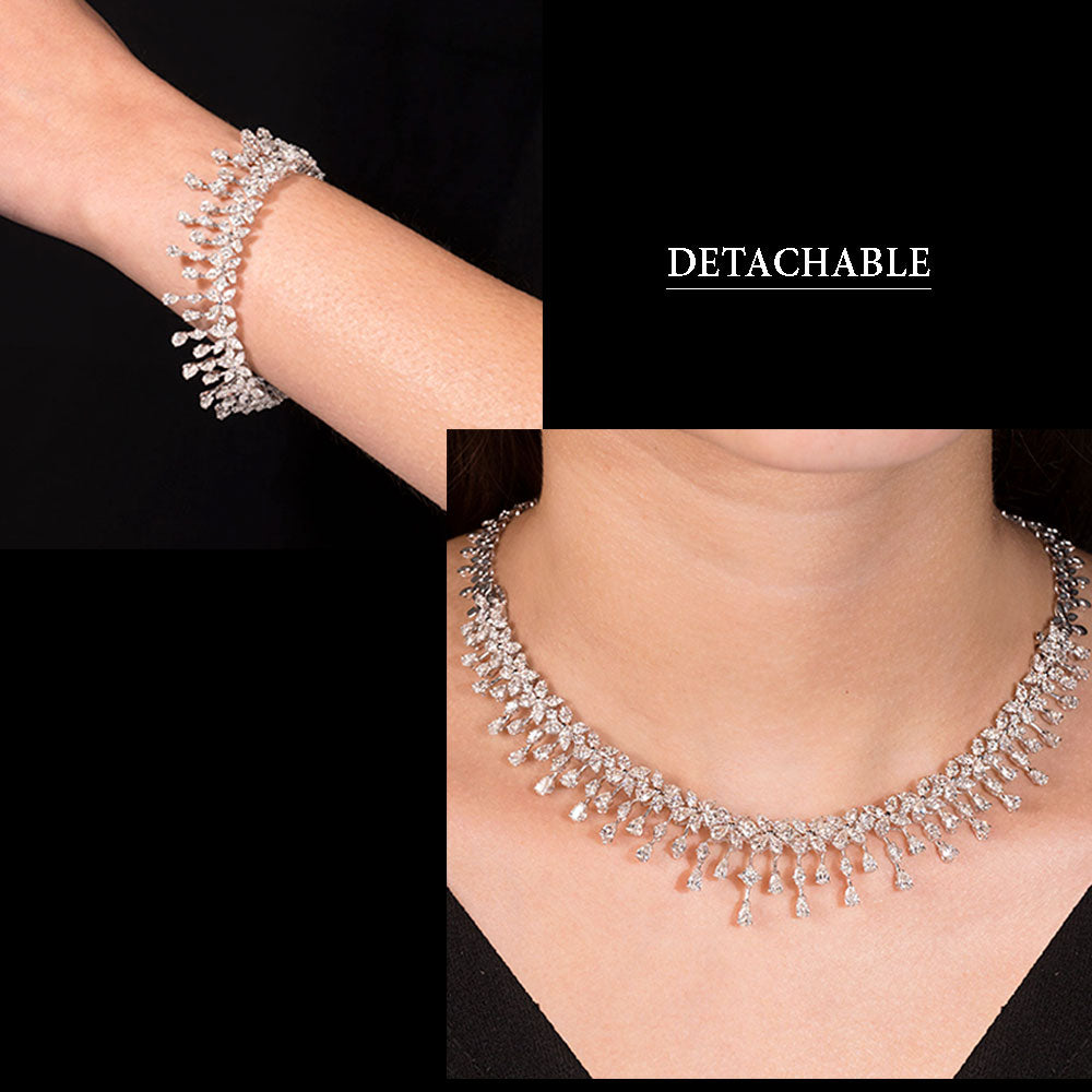 18K White Gold Diamond Necklace - 15.307ct VVS-VS-HI