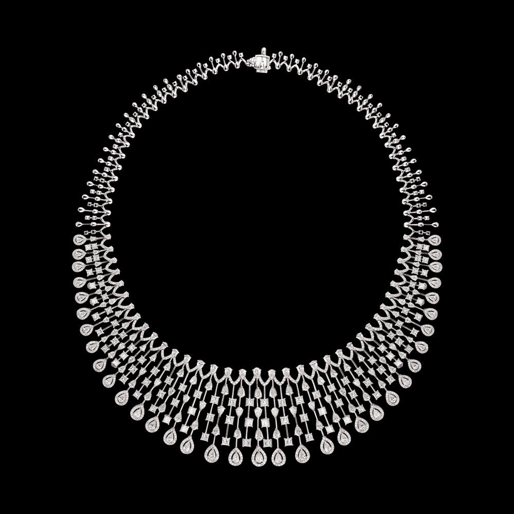 18K White Gold Diamond Necklace - 24.659ct VVS-VS-HI