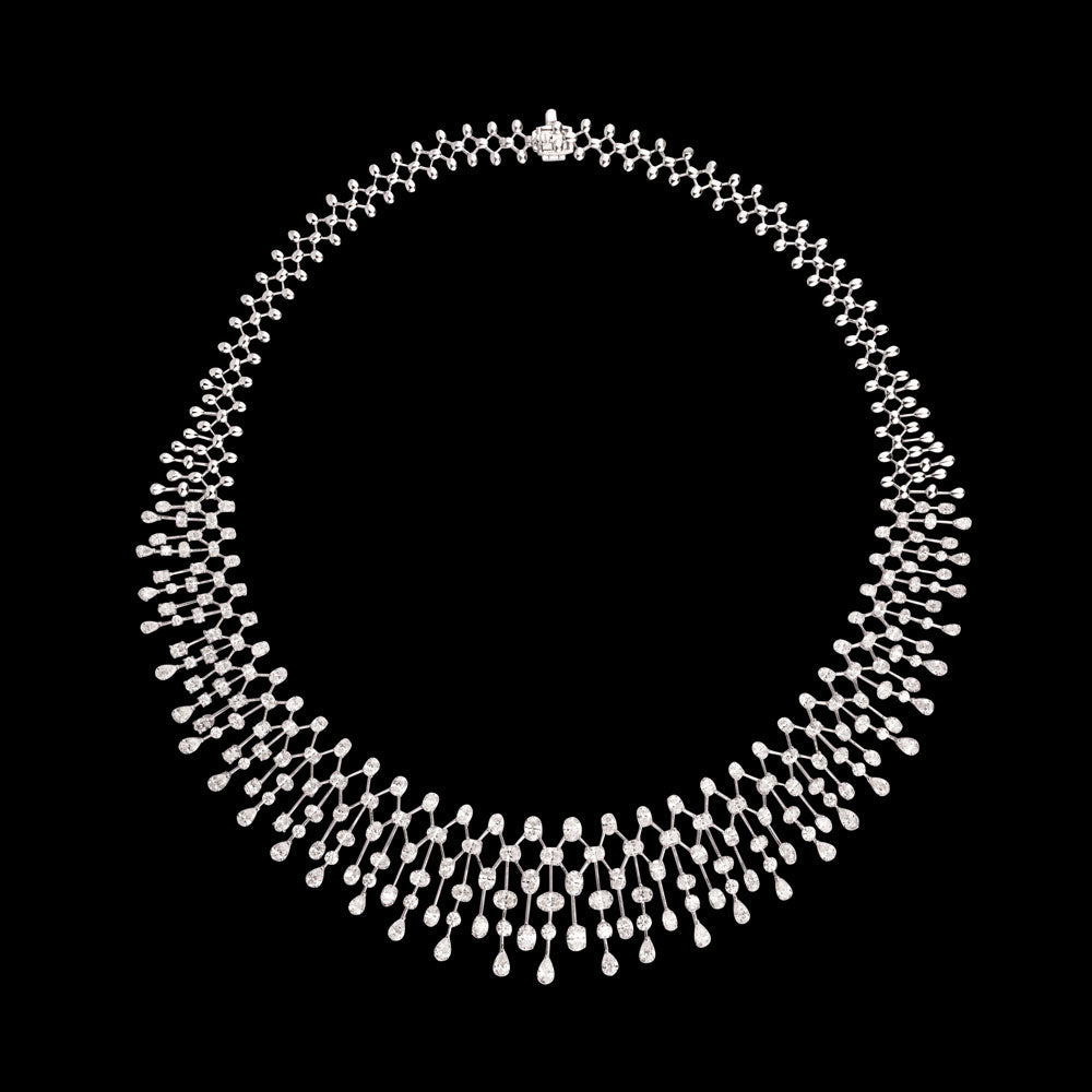 18K White Gold Diamond Necklace - 21.142ct VVS-VS-EF