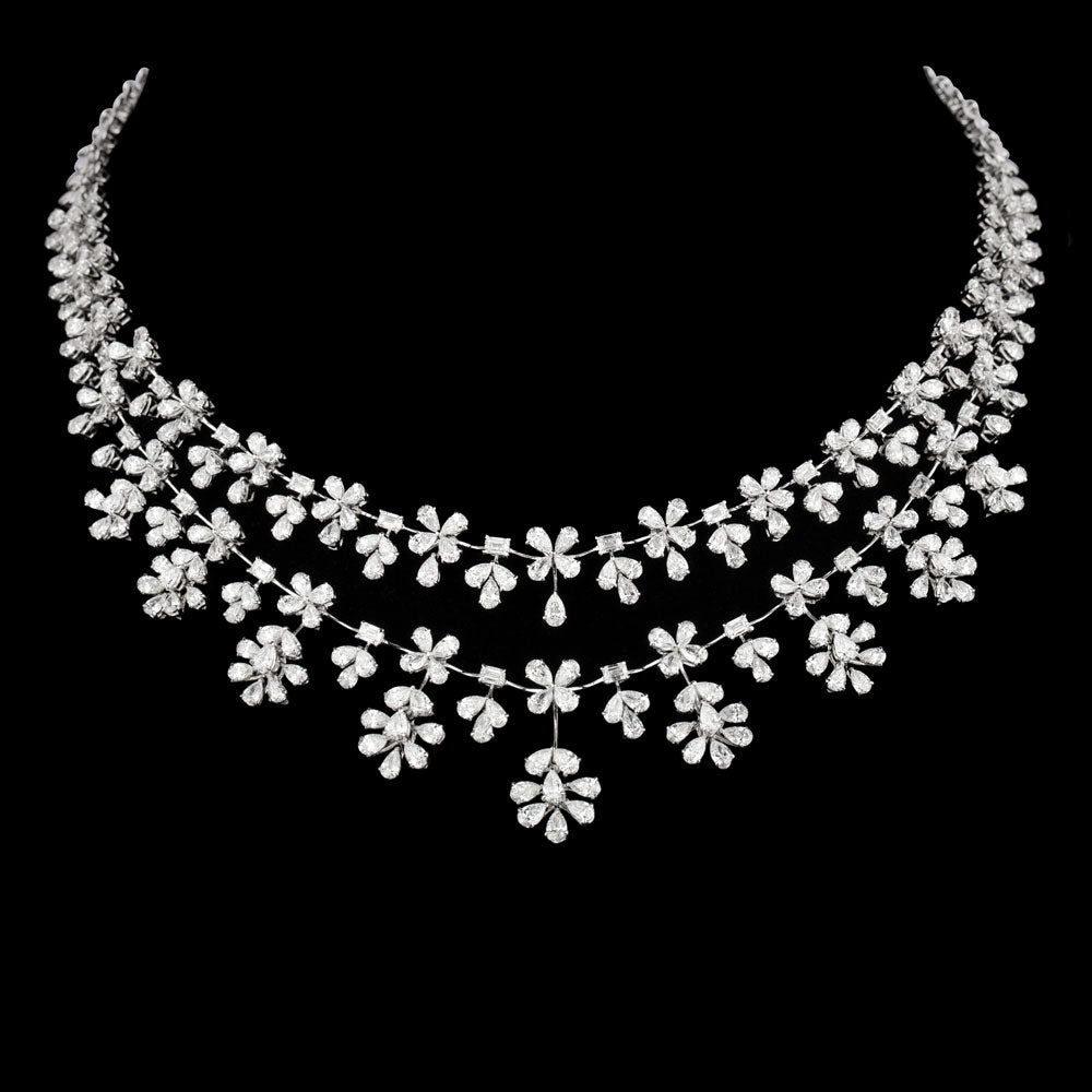 18K White Gold Diamond Necklace - 26.31ct VVS-VS-EF