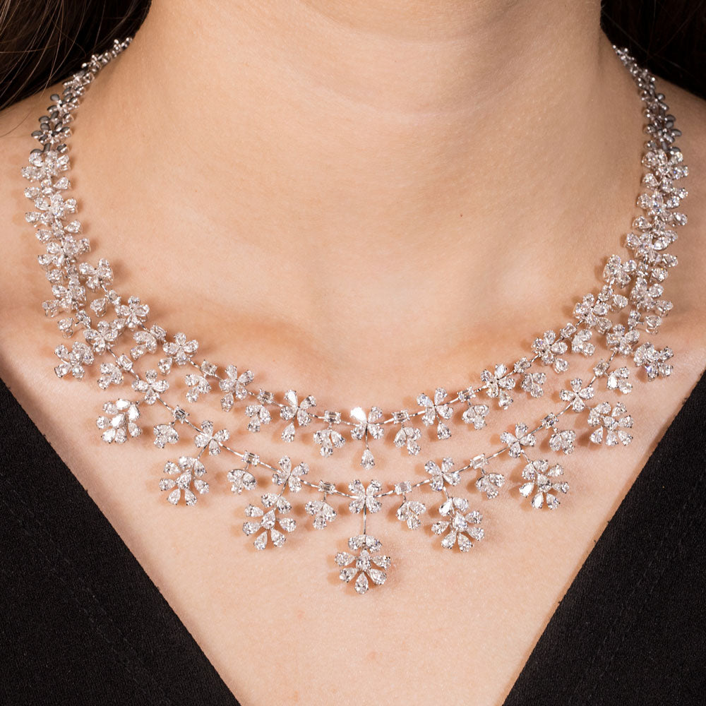 18K White Gold Diamond Necklace - 26.31ct VVS-VS-EF