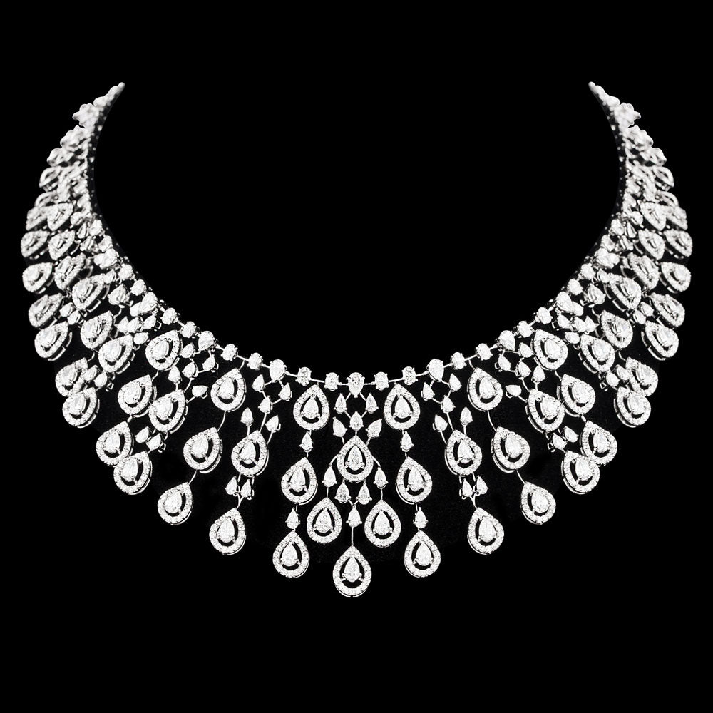 18K Two Tone Gold Diamond Necklace - 20.692ct VS-SI-EF