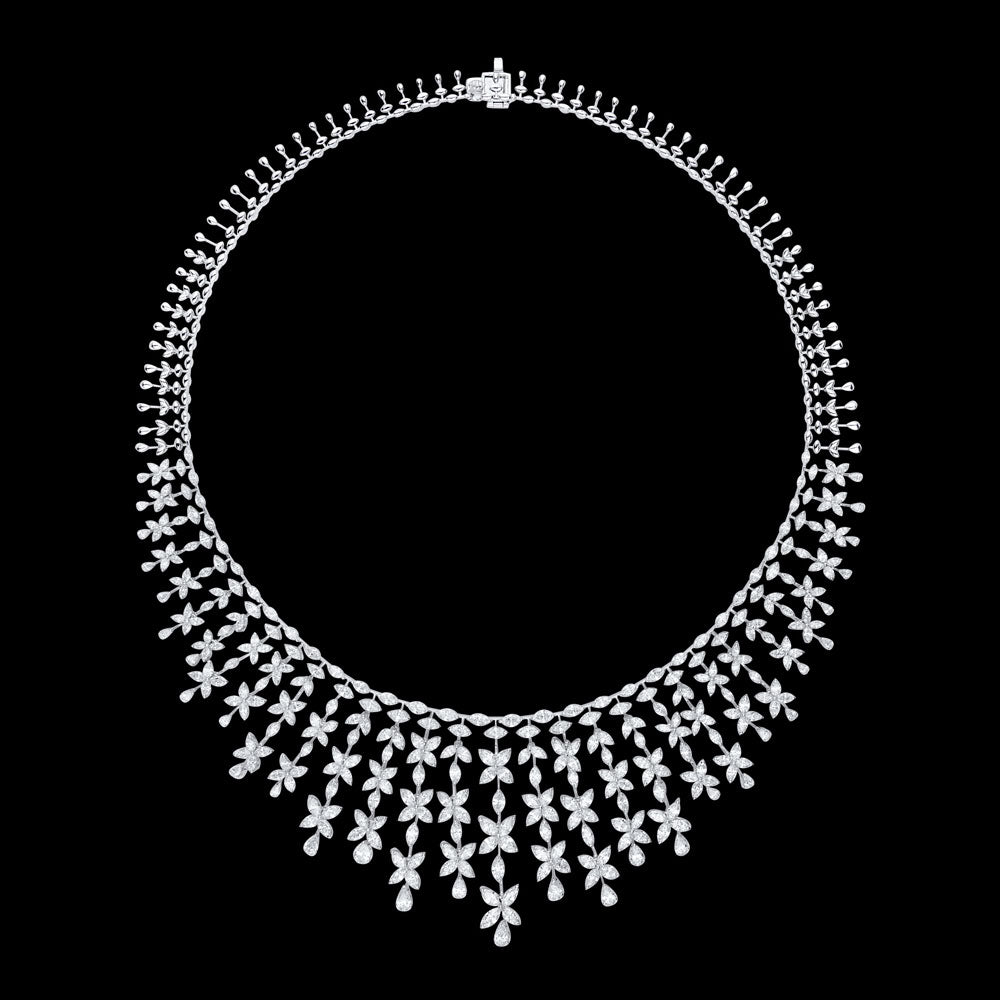 18K White Gold Diamond Necklace - 20.53ct VVS-VS-HI
