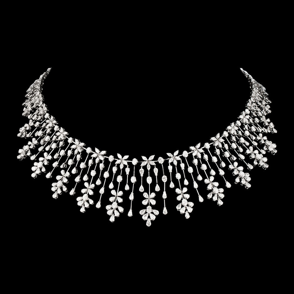 18K White Gold Diamond Necklace - 21.656ct VVS-EF