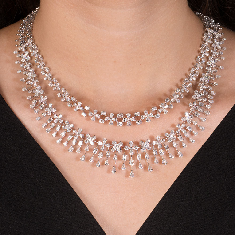 18K White Gold Diamond Necklace - 22.244ct VVS-EF