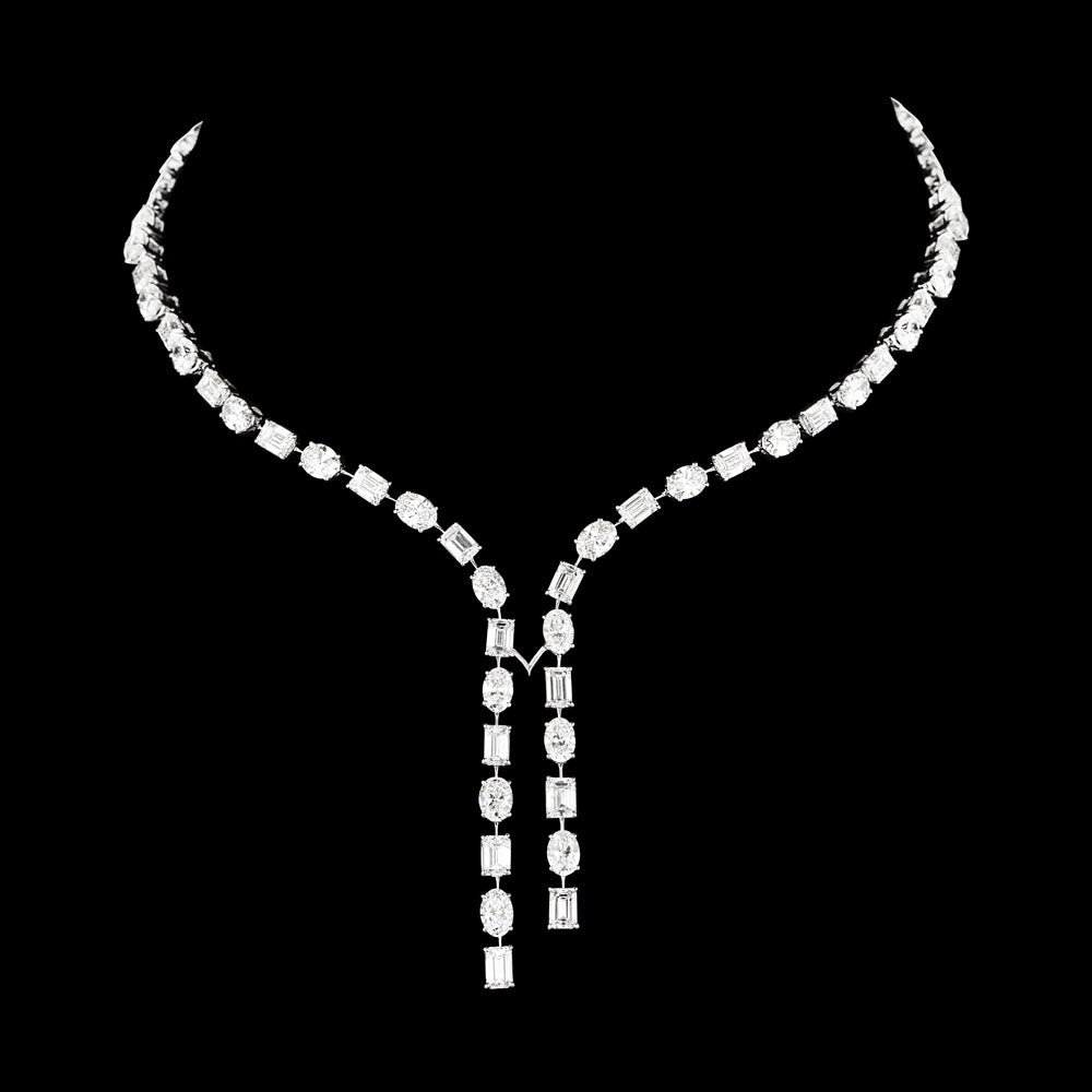 18K White Gold Diamond Necklace - 20.98ct VVS-VS-GH