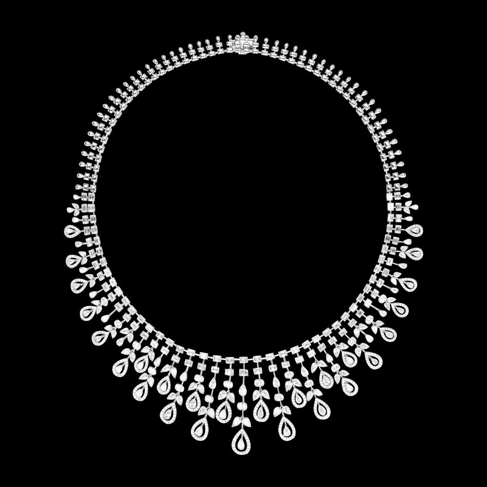 18K White Gold Diamond Necklace - 21.242ct VVS-VS-EF
