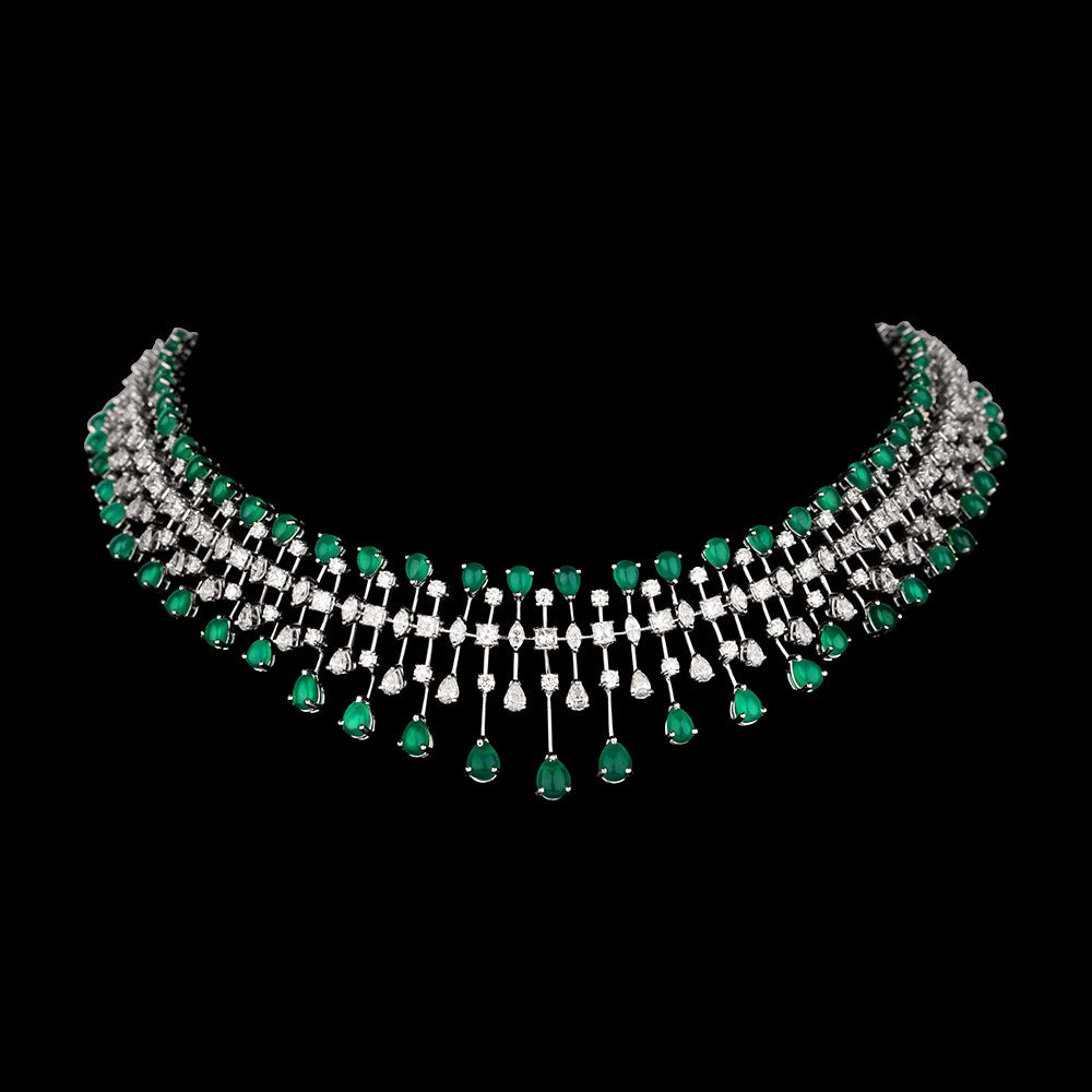 18K White Gold Diamond Necklace - 16.029ct VVS-VS-HI with Colour Stones