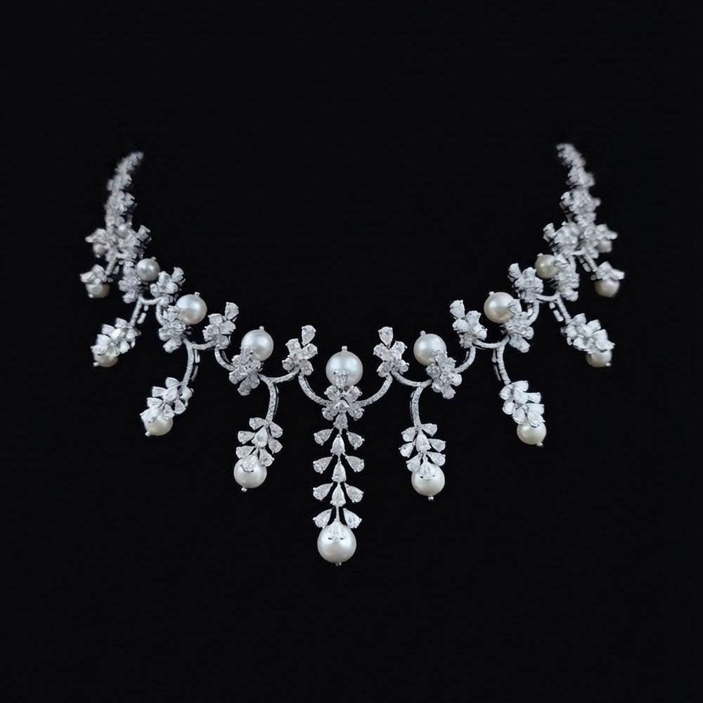 18K White Gold Diamond Necklace - 19.516ct VVS-VS-EF with Colour Stones