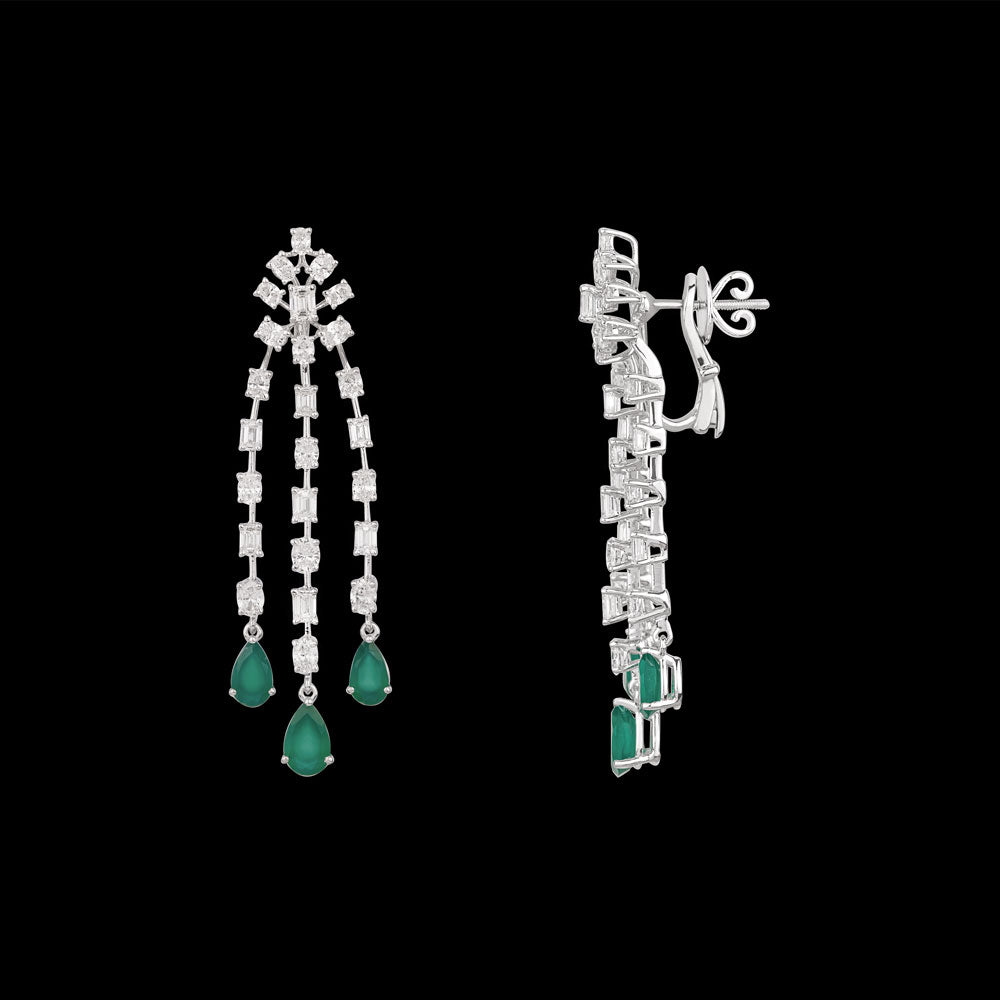 18K White Gold Diamond Jewellery - 5.59ct VVS-VS-EF with Colour Stones