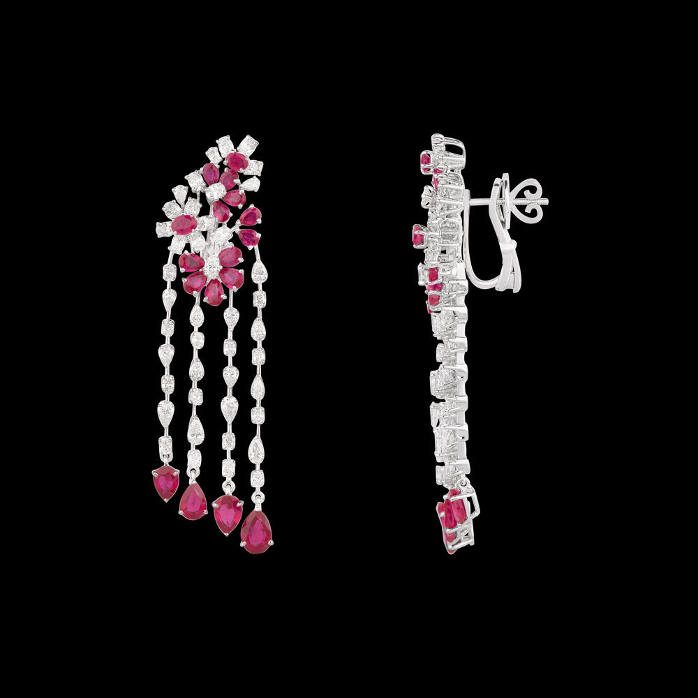 18K White Gold Diamond Jewellery - 6.05ct VVS-VS-EF with Colour Stones