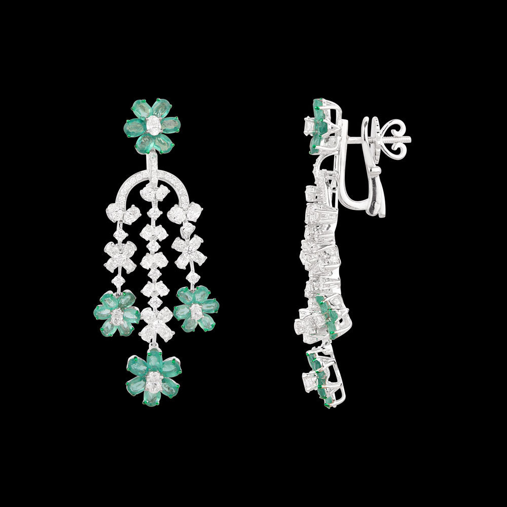 18K White Gold Diamond Pendant - 4.381ct VVS-VS-EF with Colour Stones
