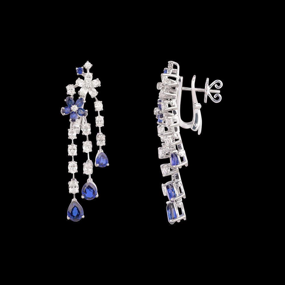 18K White Gold Diamond Pendant - 3.893ct VVS-VS-EF with Colour Stones