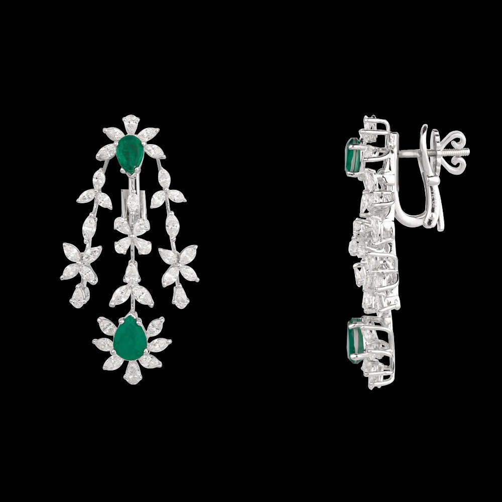 18K White Gold Diamond Pendant - 5.7ct VVS-VS-HI with Colour Stones