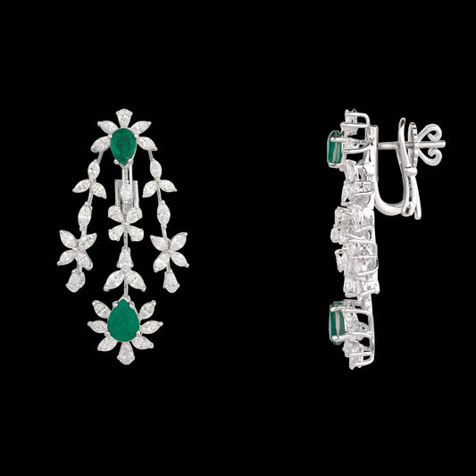 18K White Gold Diamond Pendant - 5.7ct VVS-VS-HI with Colour Stones