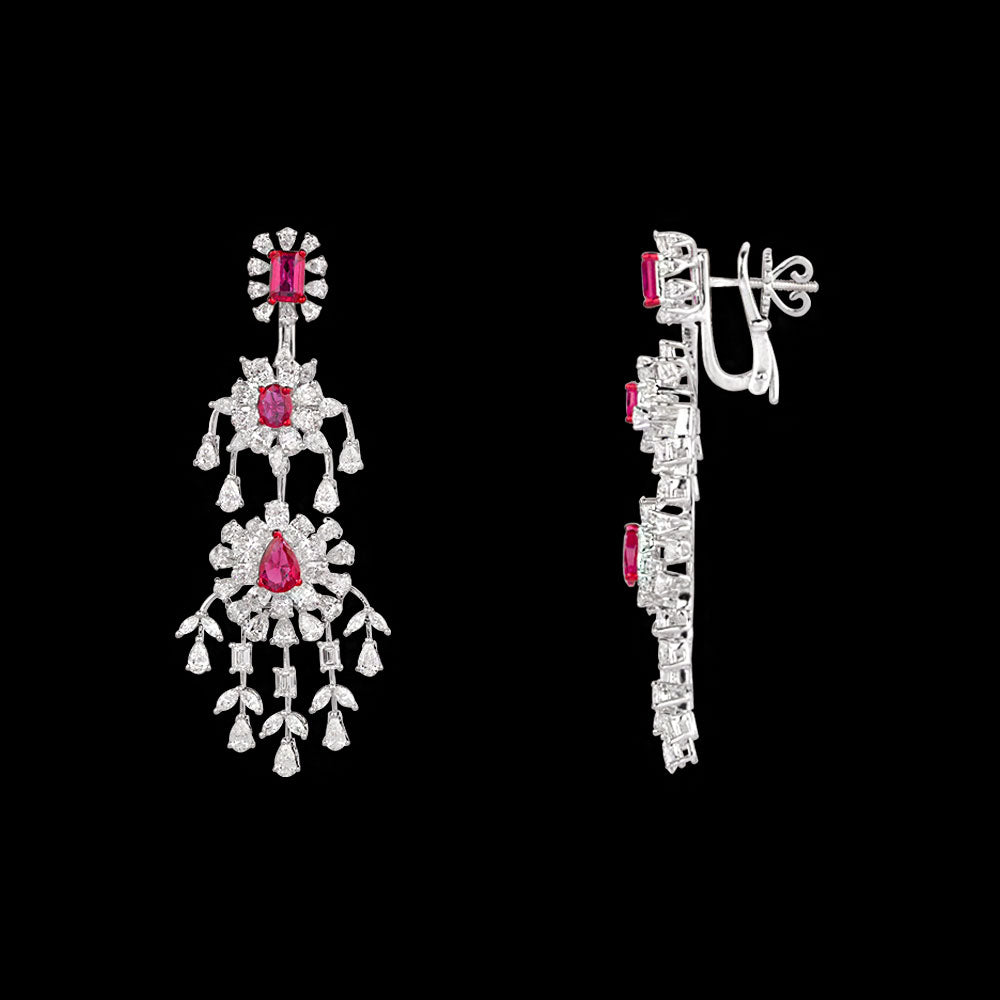 18K White Gold Diamond Pendant - 9.83ct VVS-EF with Colour Stones
