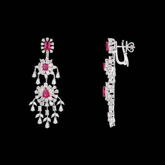 18K White Gold Diamond Pendant - 9.83ct VVS-EF with Colour Stones