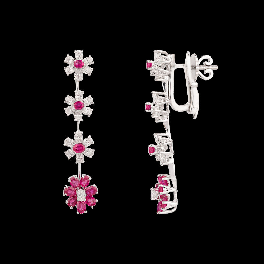 18K White Gold Diamond Pendant - 3.37ct VS-SI-EF with Colour Stones