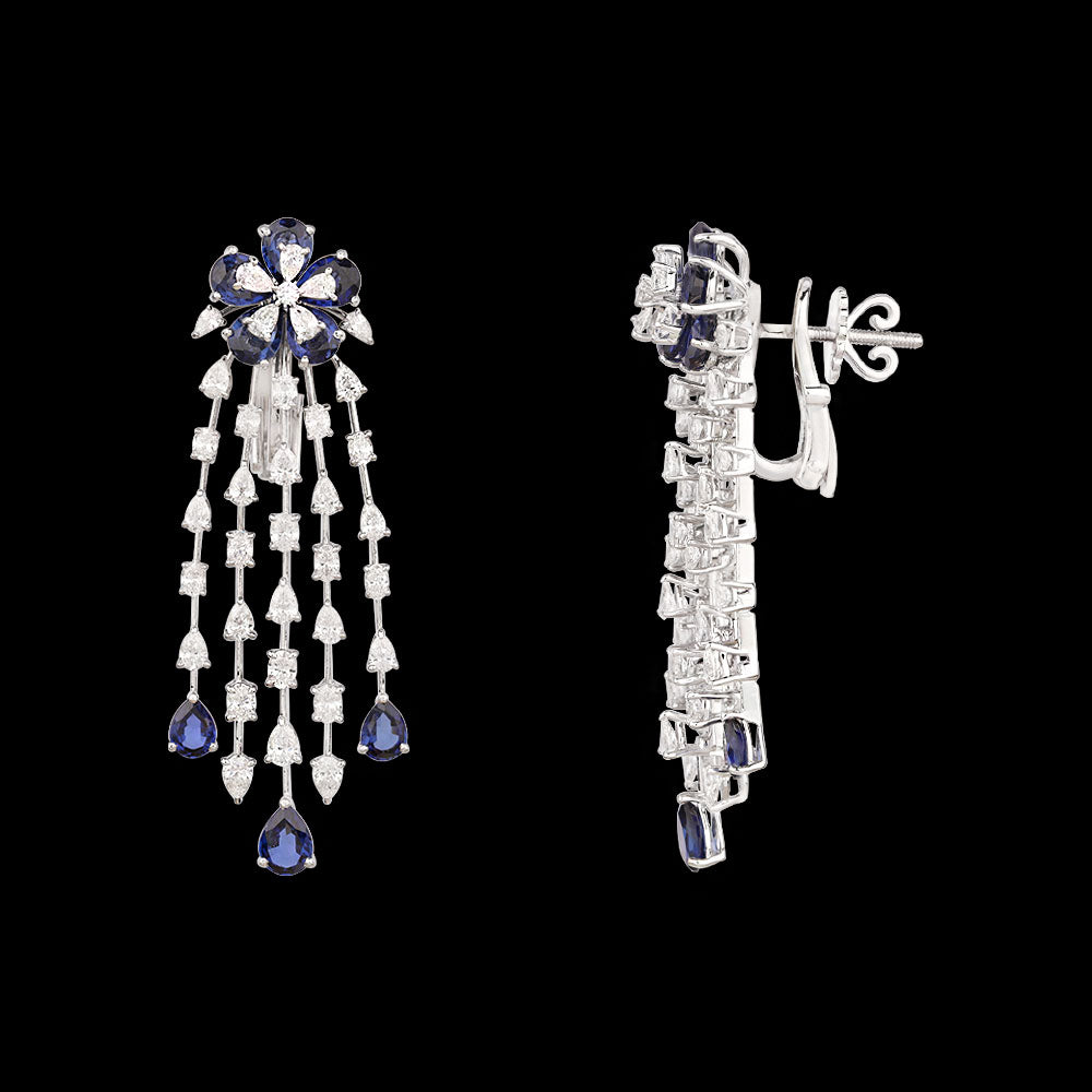 18K White Gold Diamond Jewellery - 4.334ct VVS-VS-EF with Colour Stones