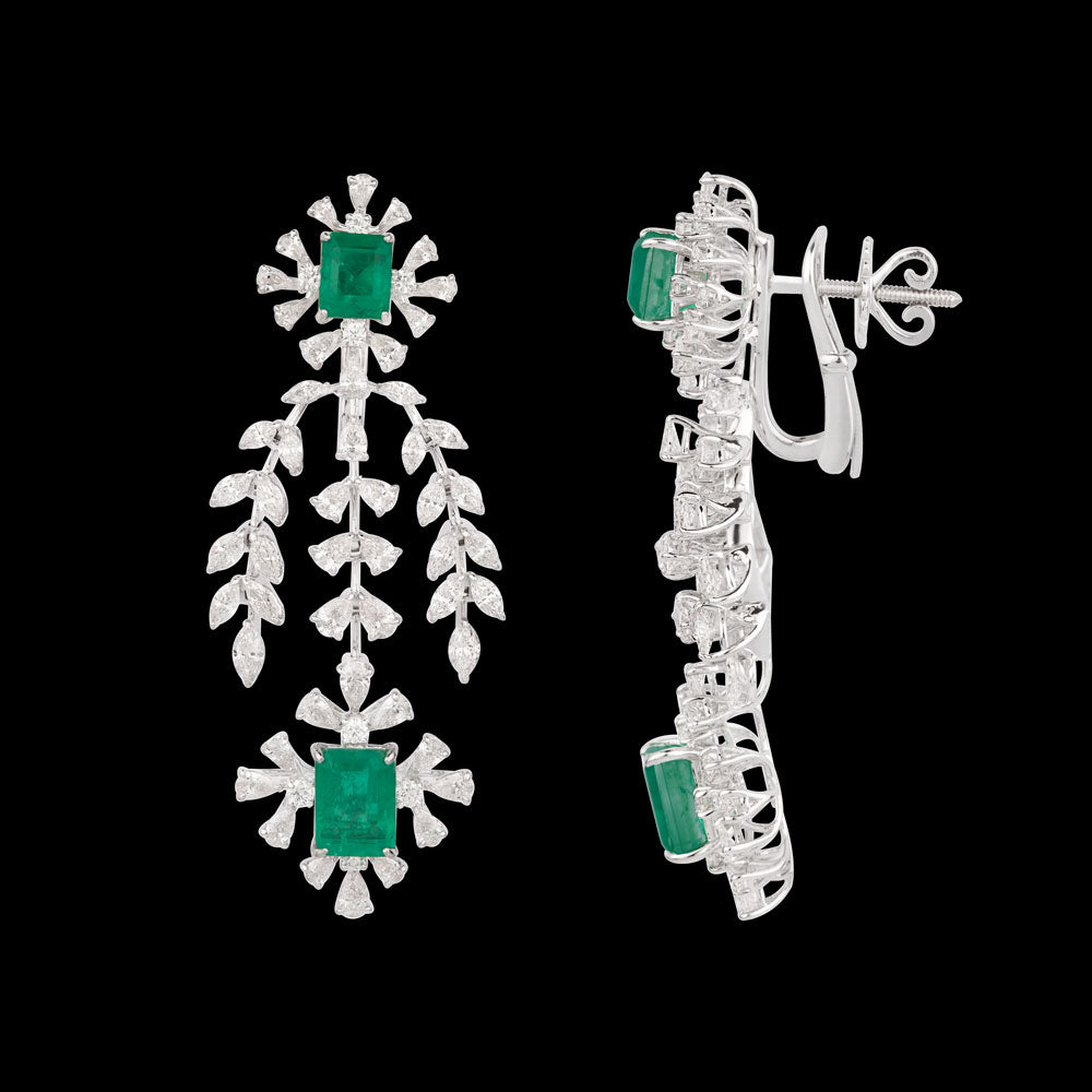 18K White Gold Diamond Jewellery - 5.233ct VVS-VS-EF with Colour Stones