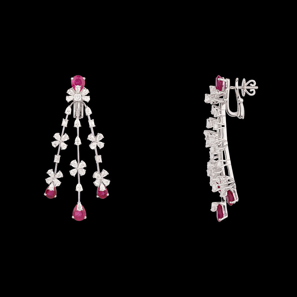 18K White Gold Diamond Jewellery - 6.9ct VVS-VS-EF with Colour Stones