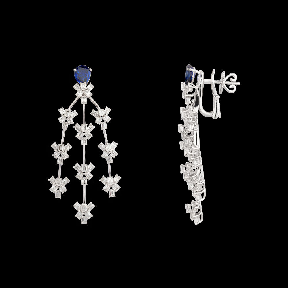 18K White Gold Diamond Jewellery - 9.5ct VVS-VS-EF with Colour Stones