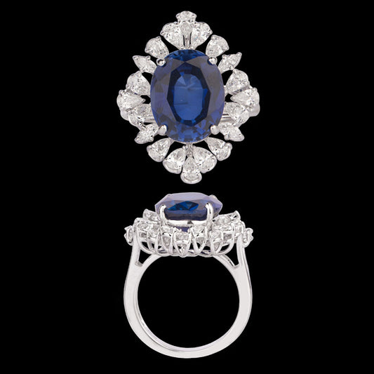 18K White Gold Diamond Ring - 1.824ct VVS-VS-FG with Colour Stones