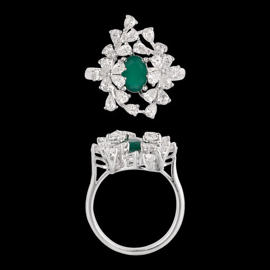 18K White Gold Diamond Ring - 1.19ct VS-SI-EF with Colour Stones