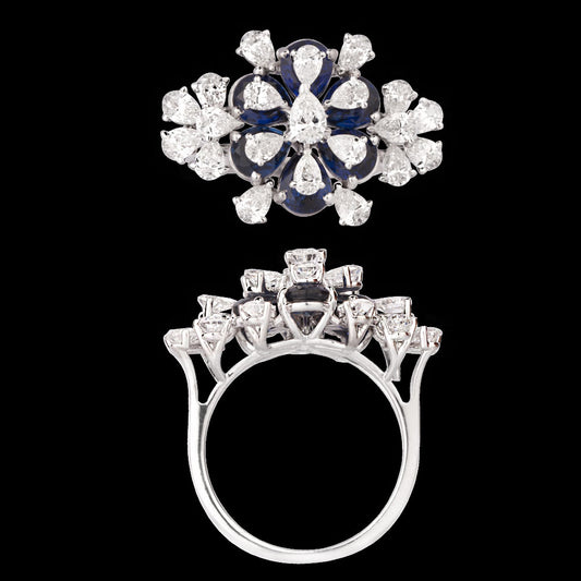 18K White Gold Diamond Ring - 2.11ct VS-SI-FG with Colour Stones