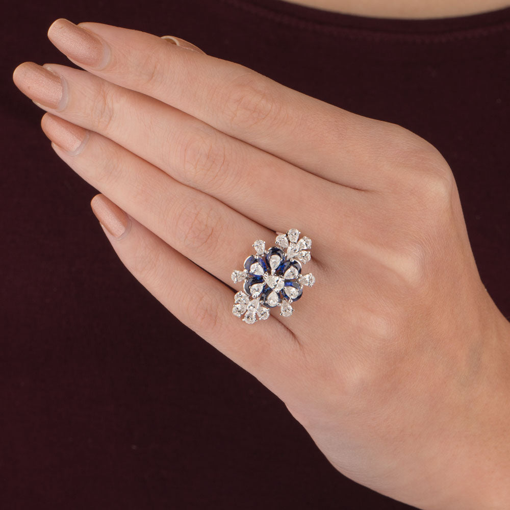 18K White Gold Diamond Ring - 2.11ct VS-SI-FG with Colour Stones