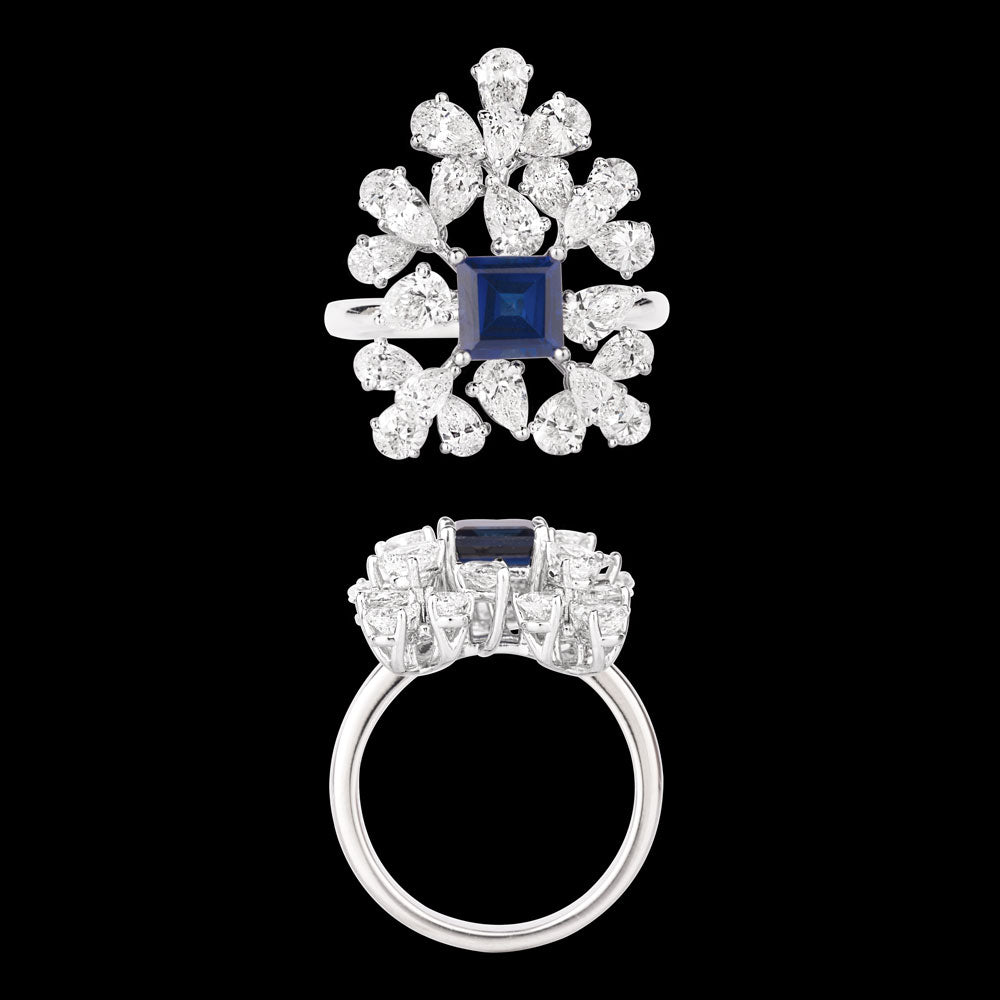 18K White Gold Diamond Ring - 3.27ct VS-SI-GH with Colour Stones