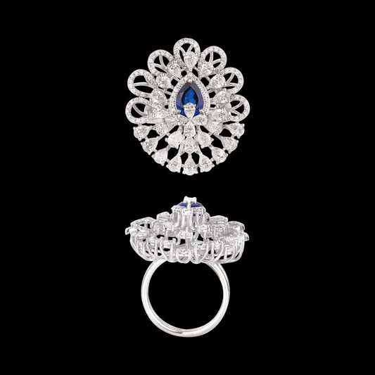 18K White Gold Diamond Ring - 3.35ct VS-SI-FG with Colour Stones