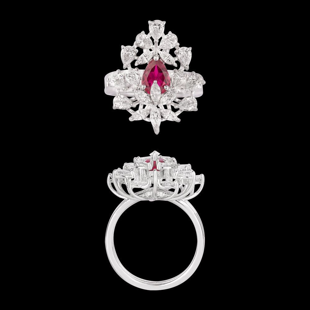 18K White Gold Diamond Ring - 1.43ct VS-SI-FG with Colour Stones